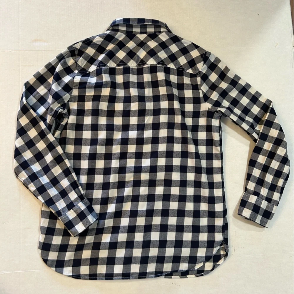 J.‎ Crew women’s Navy & White Checkered button down Shirt with pockets Sz-M AA18